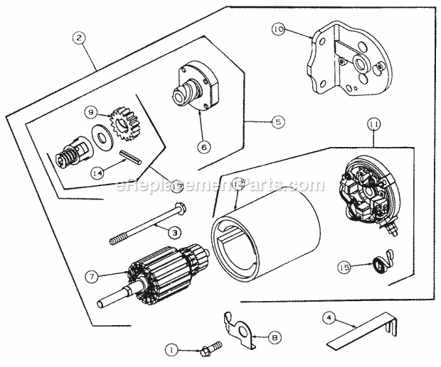 Electric Starting Motor Roll Pin Retained Sta Diagram and Parts List for 2164 13A-264G100 Cub Cadet Lawn Tractor